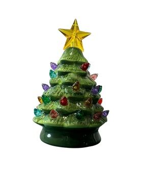 Mr Christmas Lighted Ceramic Tree Ornament with Star Topper Holiday Decor